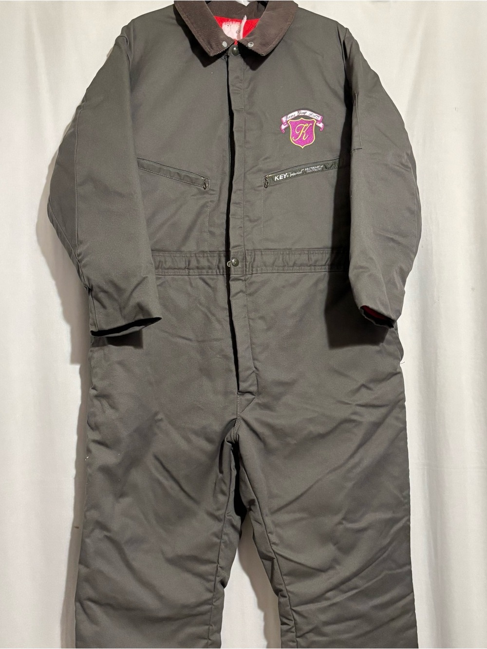 Vintage Key Imperial Men’s Insulated Coveralls Work Mechanic USA Corduroy Collar